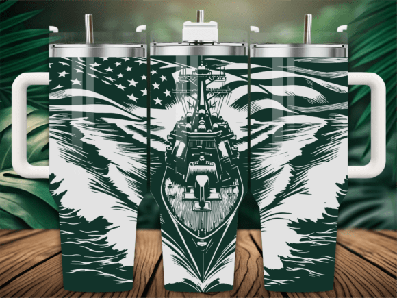 American Military Warship Tumbler: Design Asset for Crafts & Graphics