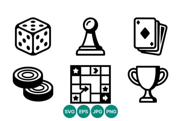 Board Game Icons Vector Set Graphics & Illustrations
