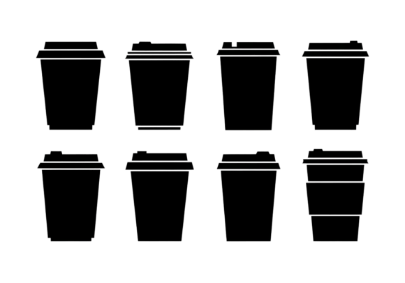 Coffee Cup Icons Black Silhouette SVG Graphics & Crafts