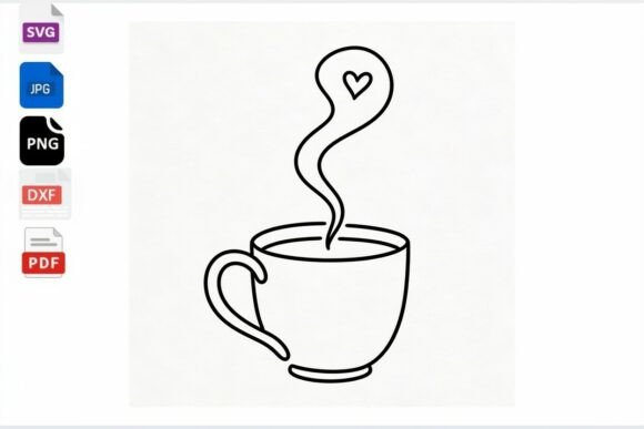 Coffee Cup with Heart Steam SVG: Graphics & Crafts Branding