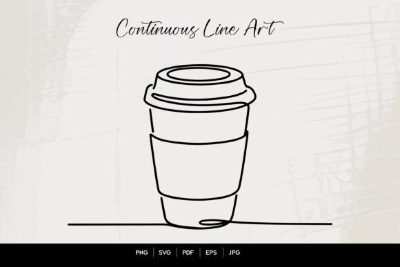 Continuous Line Coffee Cup Art: Graphics & Illustrations