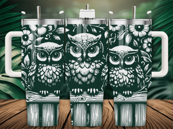 Cute Owl Heart Roses 40oz Tumbler Graphics for Crafts