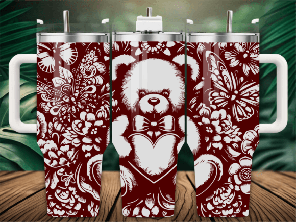 Easter Floral Bear Graphics for Tumbler Wraps
