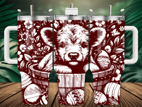 Easter Highland Cow Tumbler Wraps & Graphics