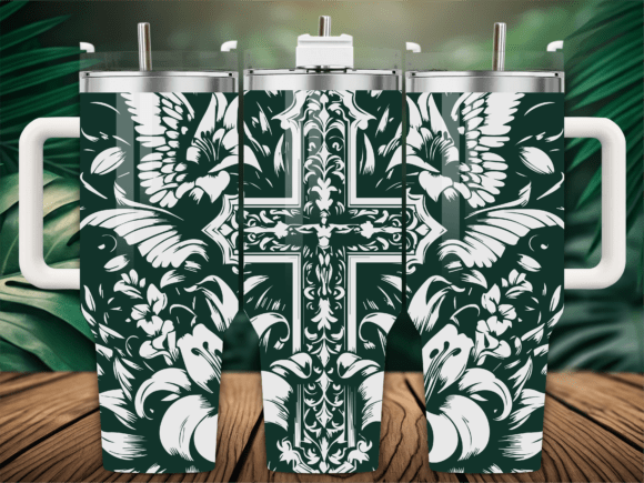 Floral Butterfly Cross Tumbler Graphics for Crafts