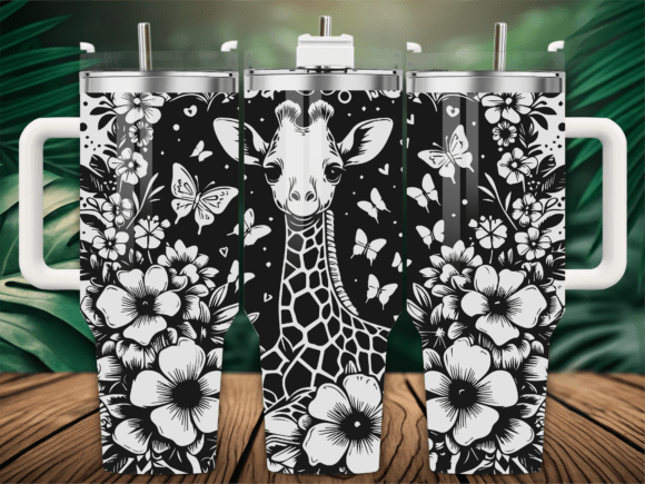 Floral Giraffe Butterfly Graphics for Crafts & Branding