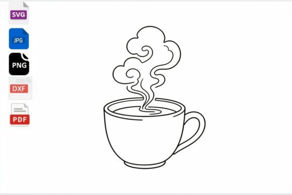 Hot Coffee Cup Steam Line Art SVG: A Brand Designer's Review of This Graphic for Marketing and Crafts