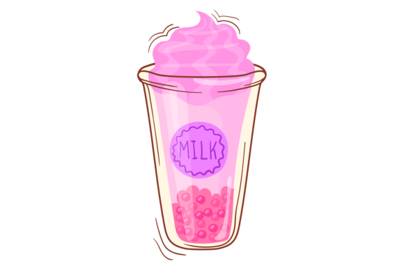 Milk Tea with Pink Cream in Plastic Take Graphics Review