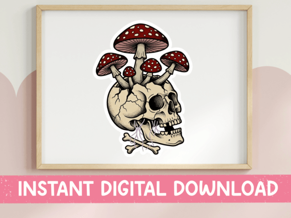 Mushroom Skull and Crossbones Graphics for T-Shirt Designs
