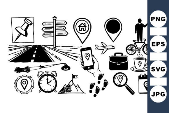 Navigation Icon Vector Set Review for Embroidery