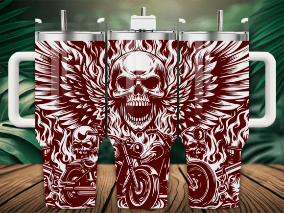 Skull Rider Motorcycle Graphics for Crafts & Branding