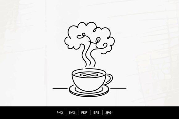 Steaming Coffee Cup Continuous Line Art Graphics Review