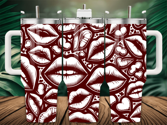 Valentines Lips Pattern Laser Tumbler Graphics & Tumbler Wraps