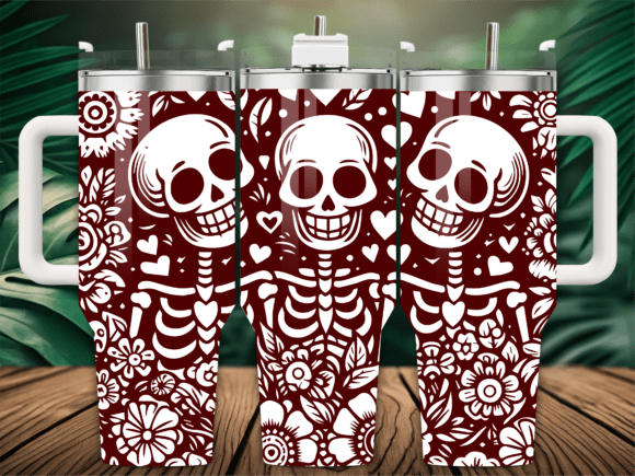 Valentines Skeleton Graphics for Tumbler Wraps